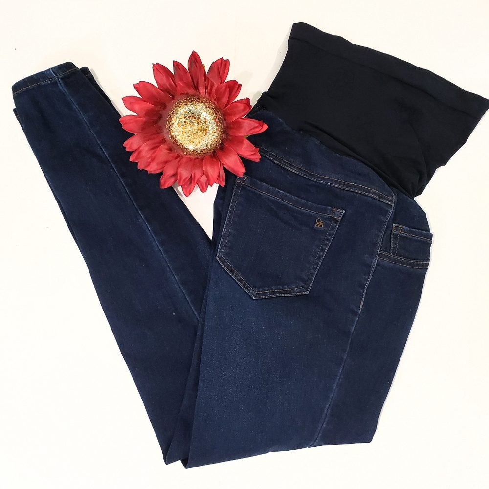 Jessica Simpson Maternity Dark Wash Skinny Jegging Size PL Secret Fit Belly EUC